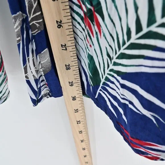 THE SANG Pants Womens Size M Blue Tropical Print High Rise Wide Leg Beach Boho - Picture 13 of 13